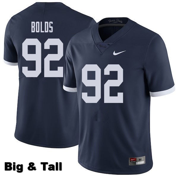 NCAA Nike Men's Penn State Nittany Lions Corey Bolds #92 College Football Authentic Throwback Big & Tall Navy Stitched Jersey JHM0898MH
